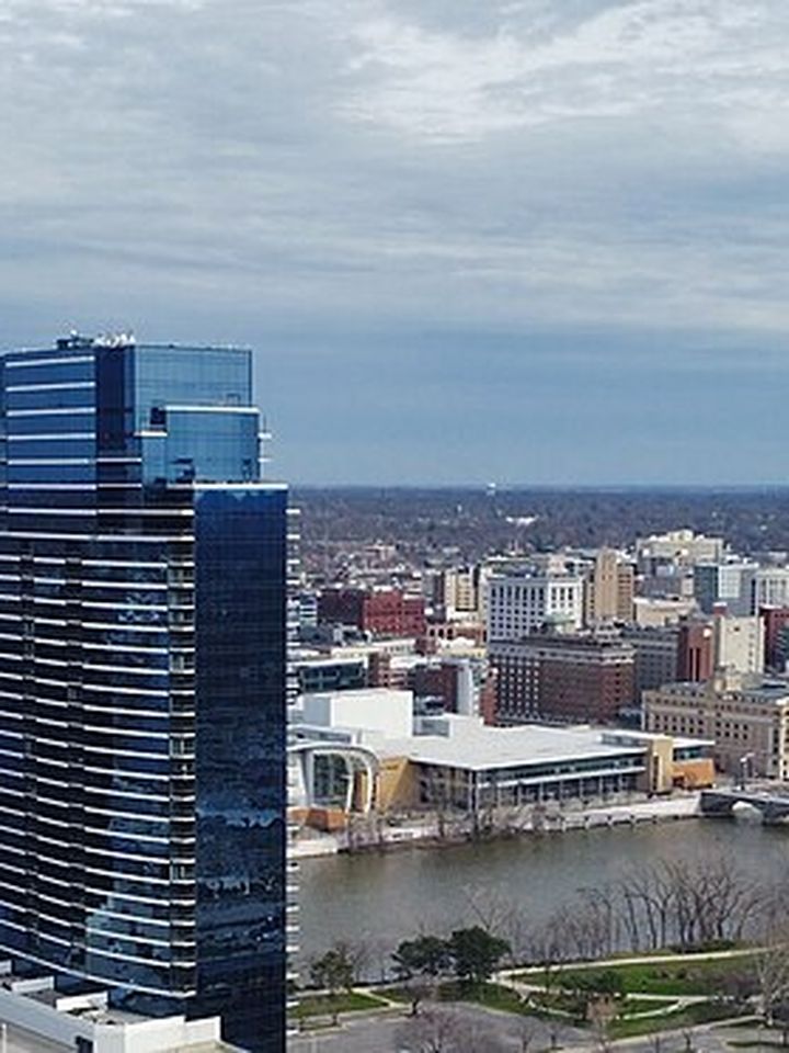 Grand Rapids skyline along the Grand River