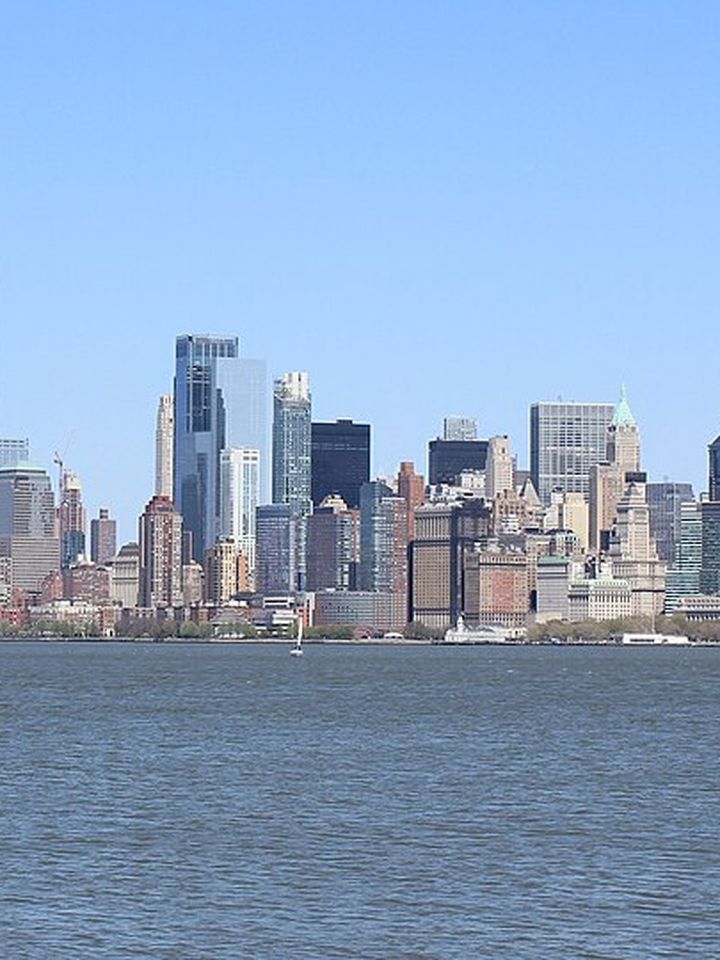 Lower Manhattan skyline from Liberty Island