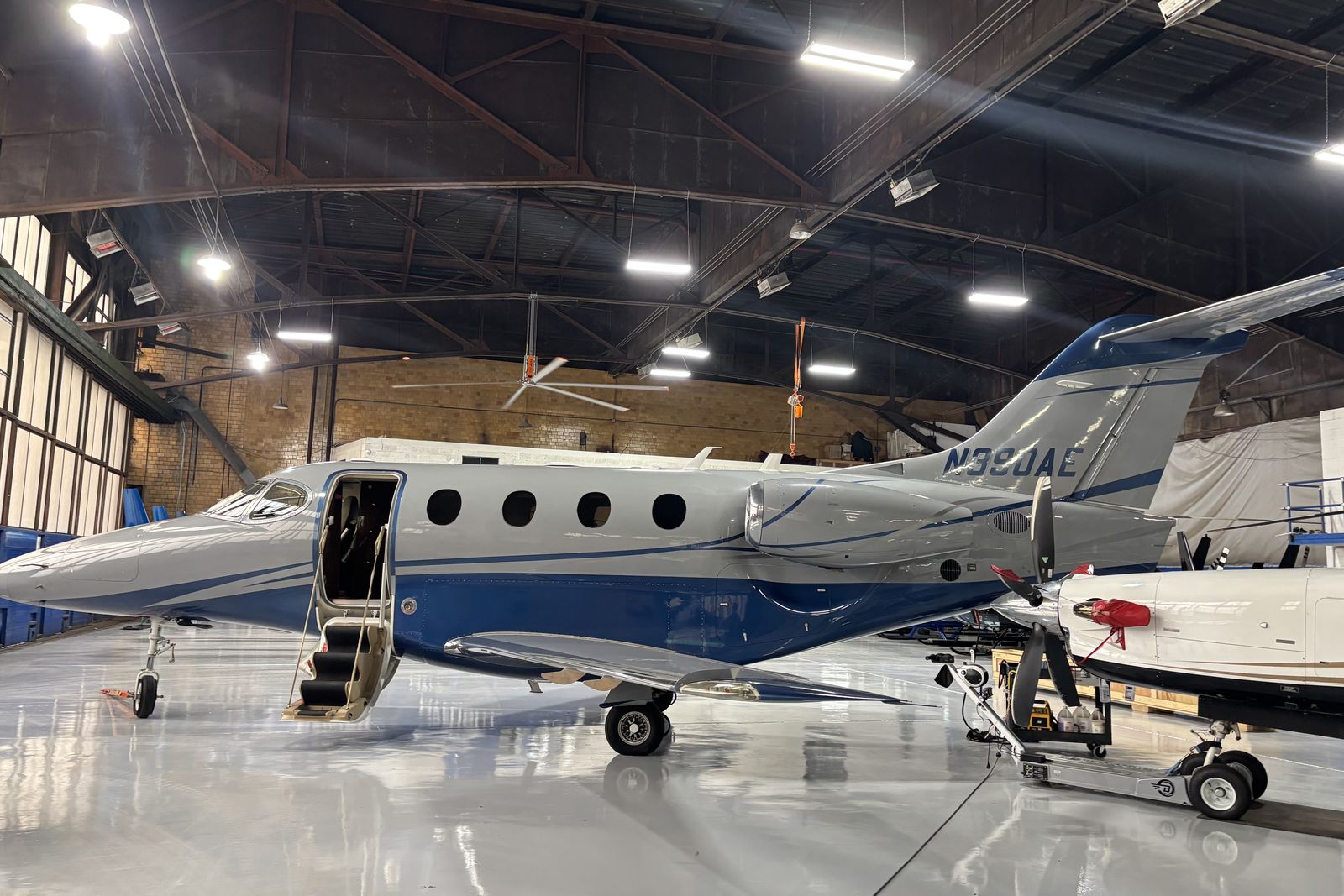 Beechcraft Premier I light jet in hangar
